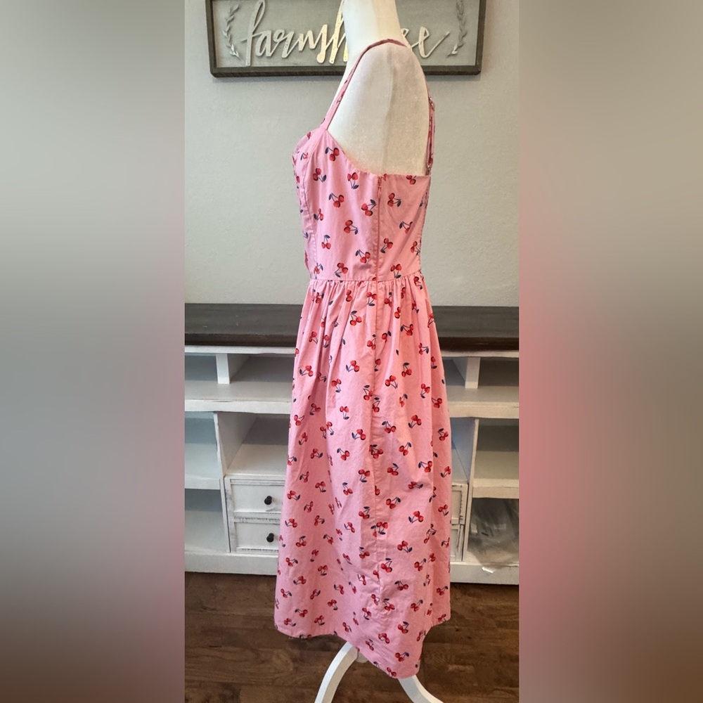 Kate Spade Cherry Toss Poplin Dress Pink Valentines Midi Women's Size 12 P - Picture 7 of 10